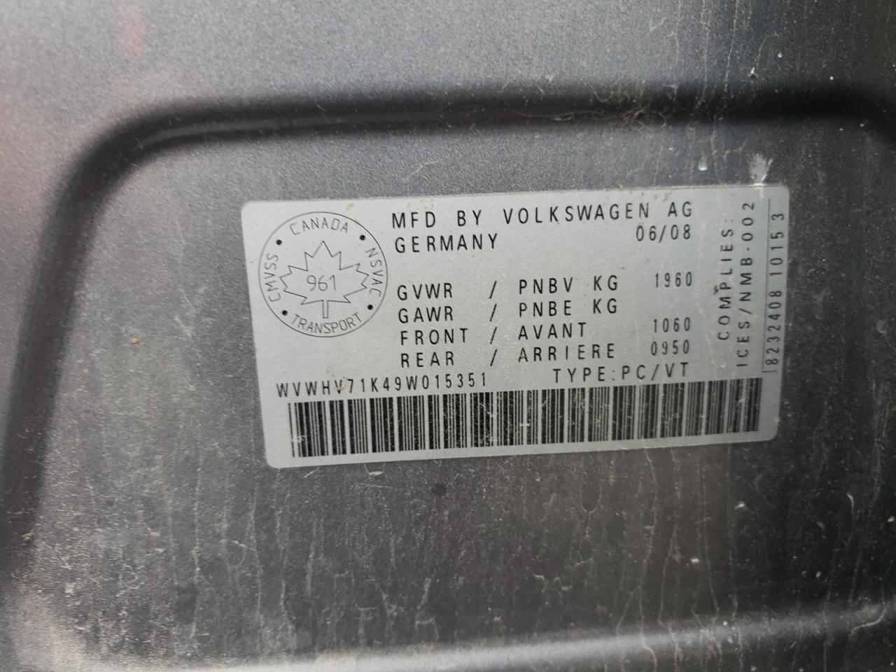 2009 Volkswagen Gti VIN: WVWHV71K49W015351 Lot: 69812435