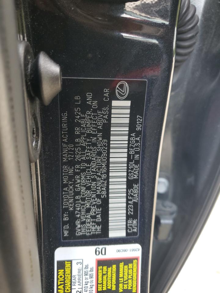 2021 Lexus Es 350 Base VIN: 58AGZ1B16MU090239 Lot: 70061465