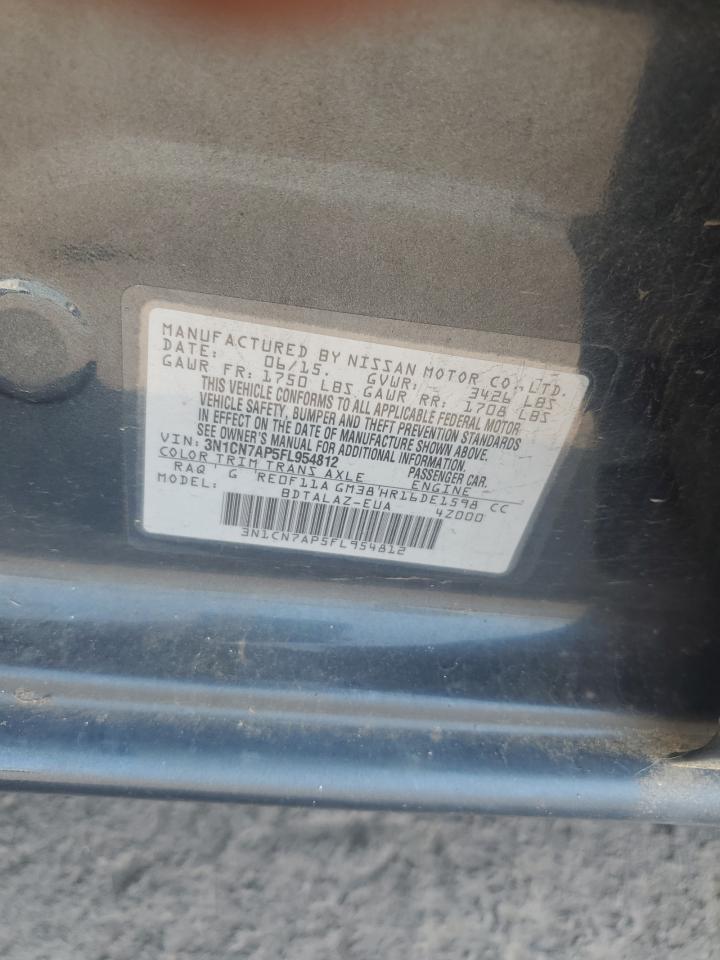 2015 Nissan Versa S VIN: 3N1CN7AP5FL954812 Lot: 70405245