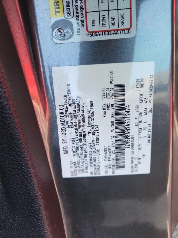 2010 Ford Mustang VIN: 1ZVBP8AN2A5112474 Lot: 70000555