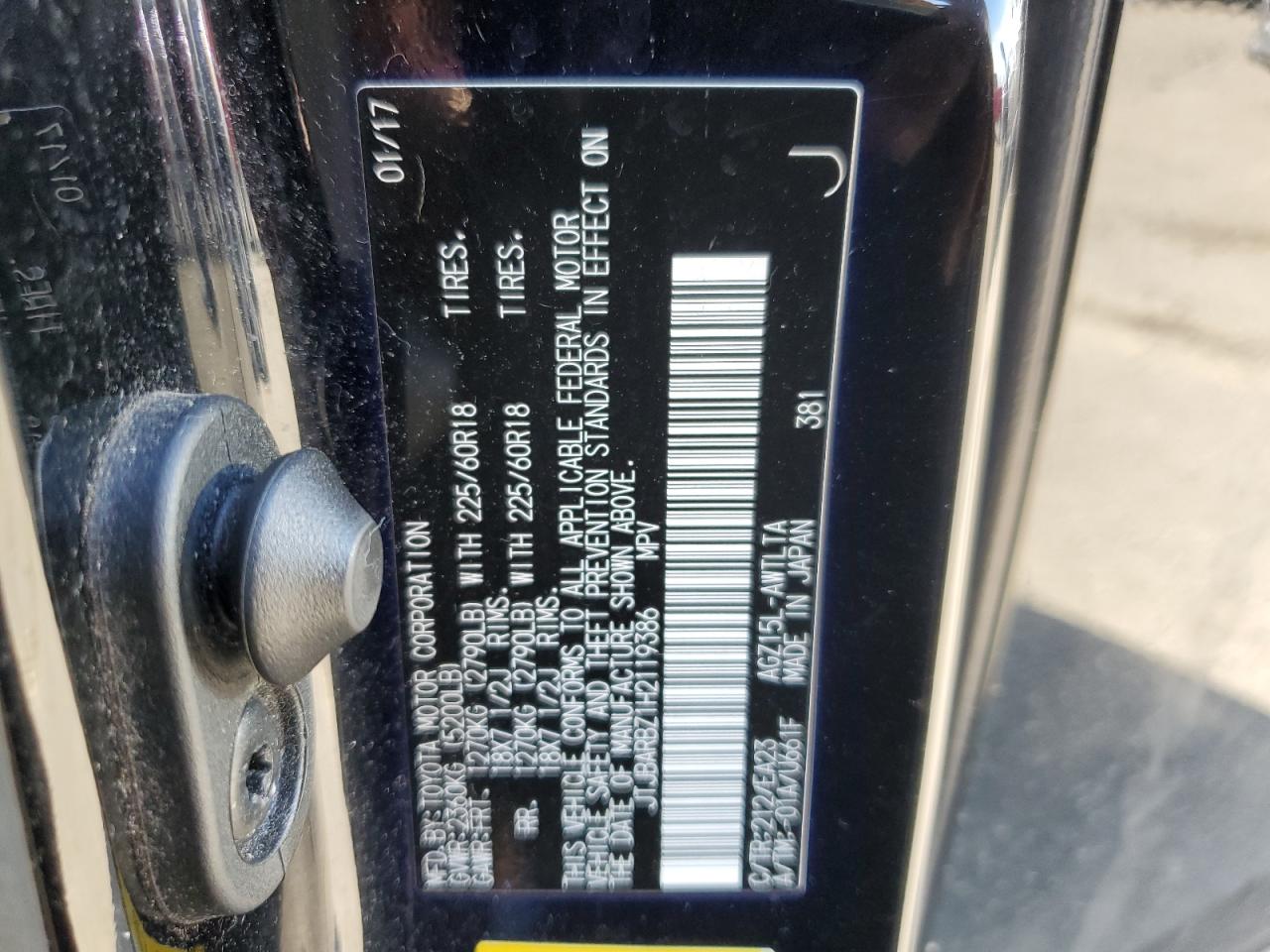 2017 Lexus Nx 200T Base VIN: JTJBARBZ1H2119386 Lot: 69860125