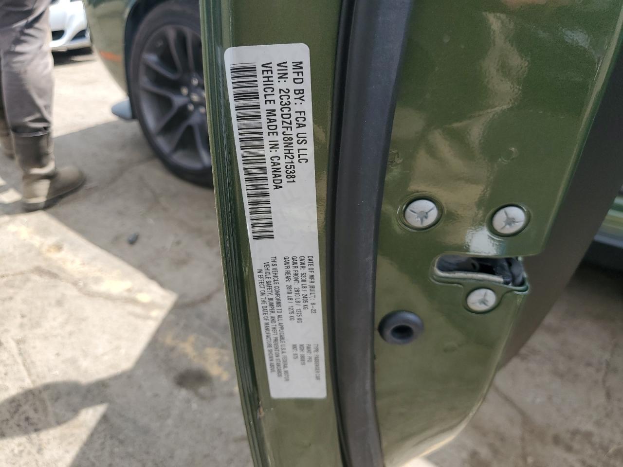 2022 Dodge Challenger R/T Scat Pack VIN: 2C3CDZFJ8NH215381 Lot: 70513745