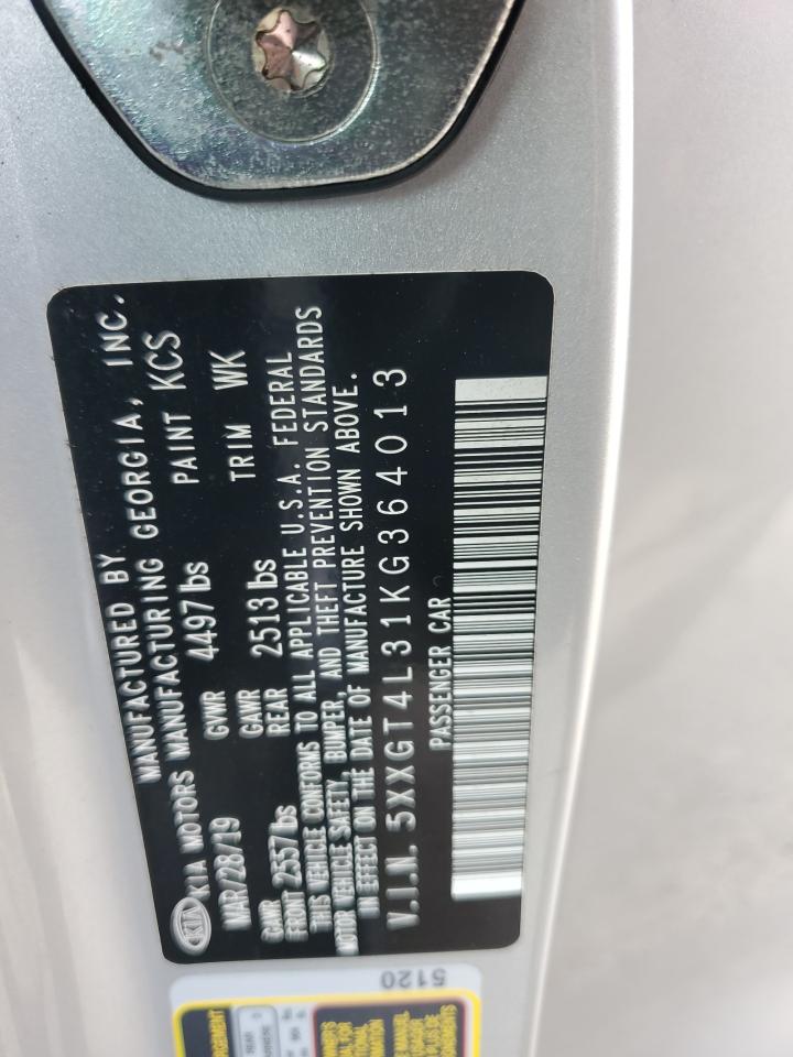 2019 Kia Optima Lx VIN: 5XXGT4L31KG364013 Lot: 70314465