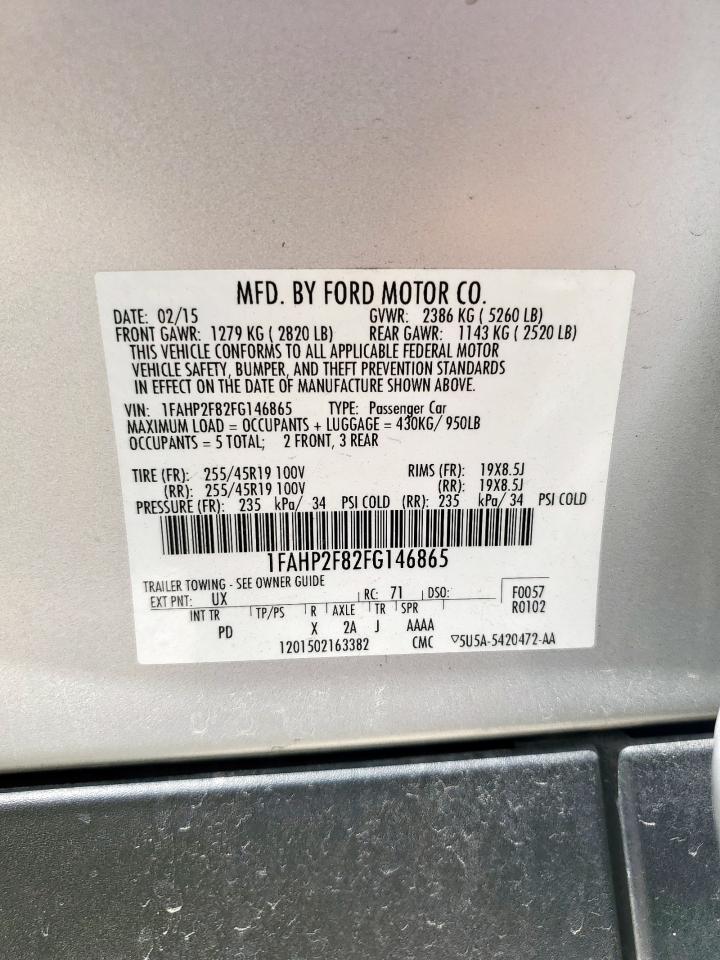 2015 Ford Taurus Limited VIN: 1FAHP2F82FG146865 Lot: 68043555