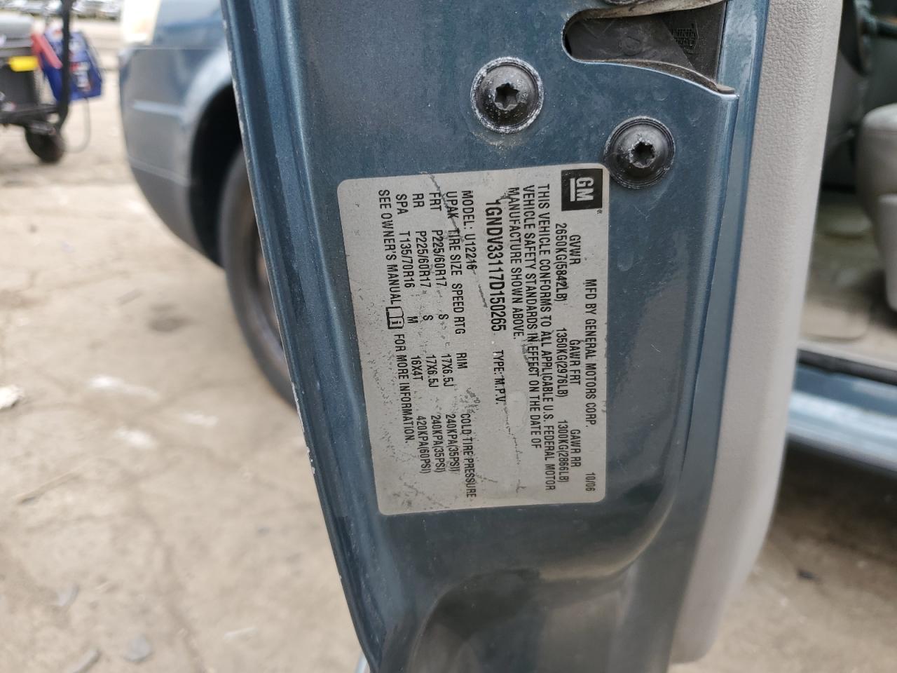 2007 Saturn Relay 2 VIN: 5GZDV03127D150412 Lot: 69646825