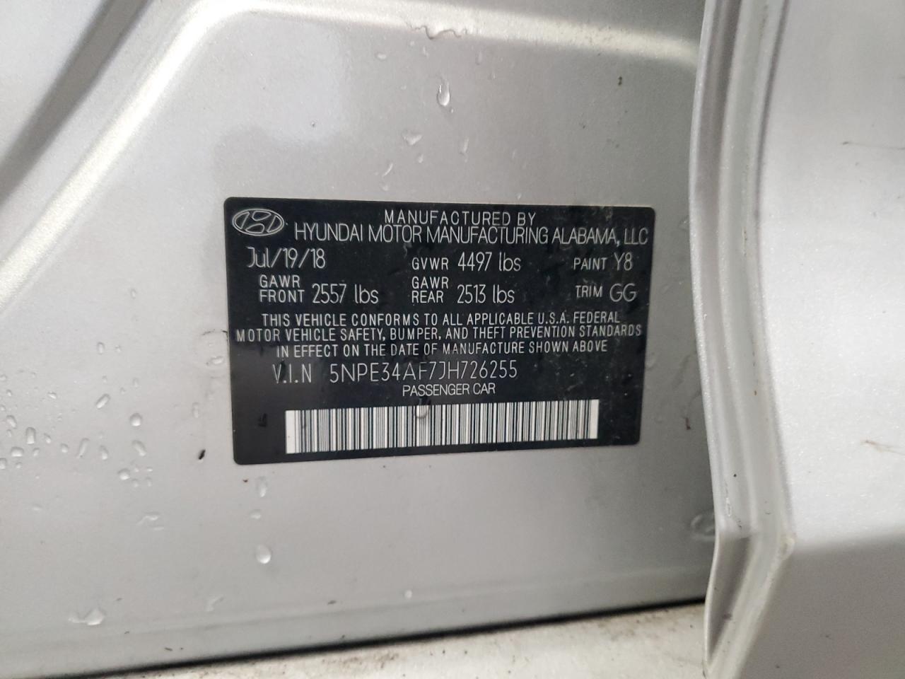 2018 Hyundai Sonata Sport VIN: 5NPE34AF7JH726255 Lot: 66362675