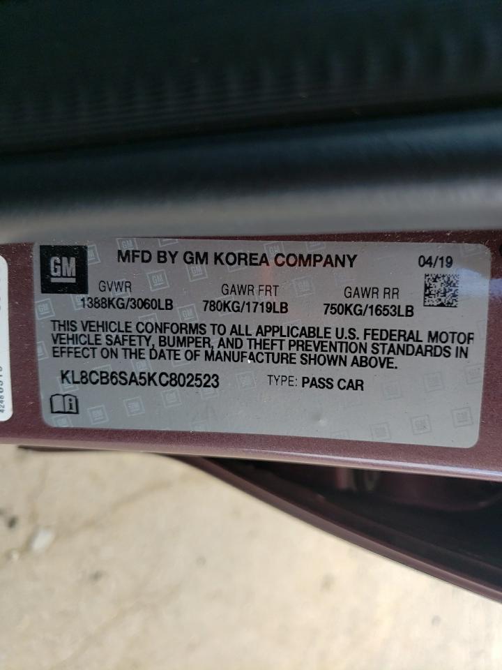 2019 Chevrolet Spark Ls VIN: KL8CB6SA5KC802523 Lot: 70150095