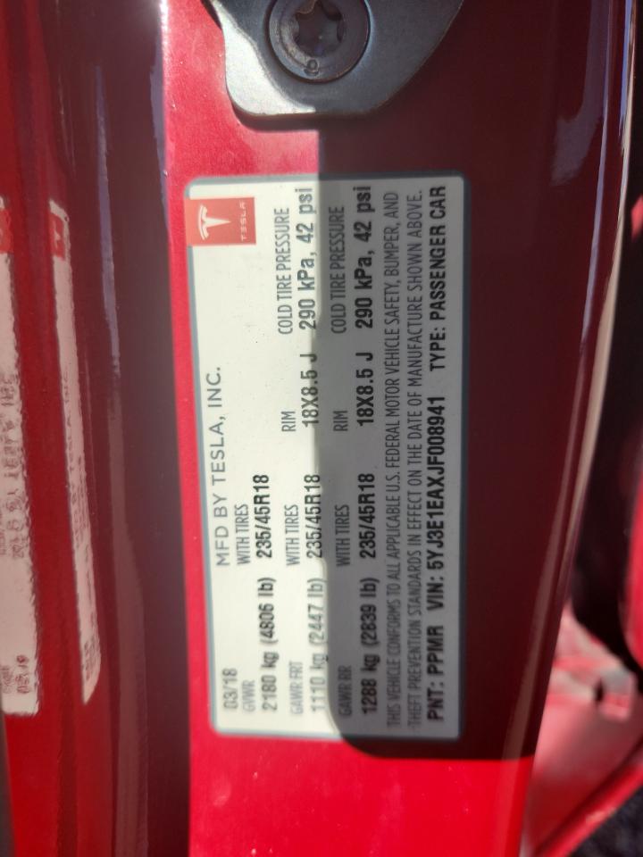 2018 Tesla Model 3 VIN: 5YJ3E1EAXJF008941 Lot: 67779425