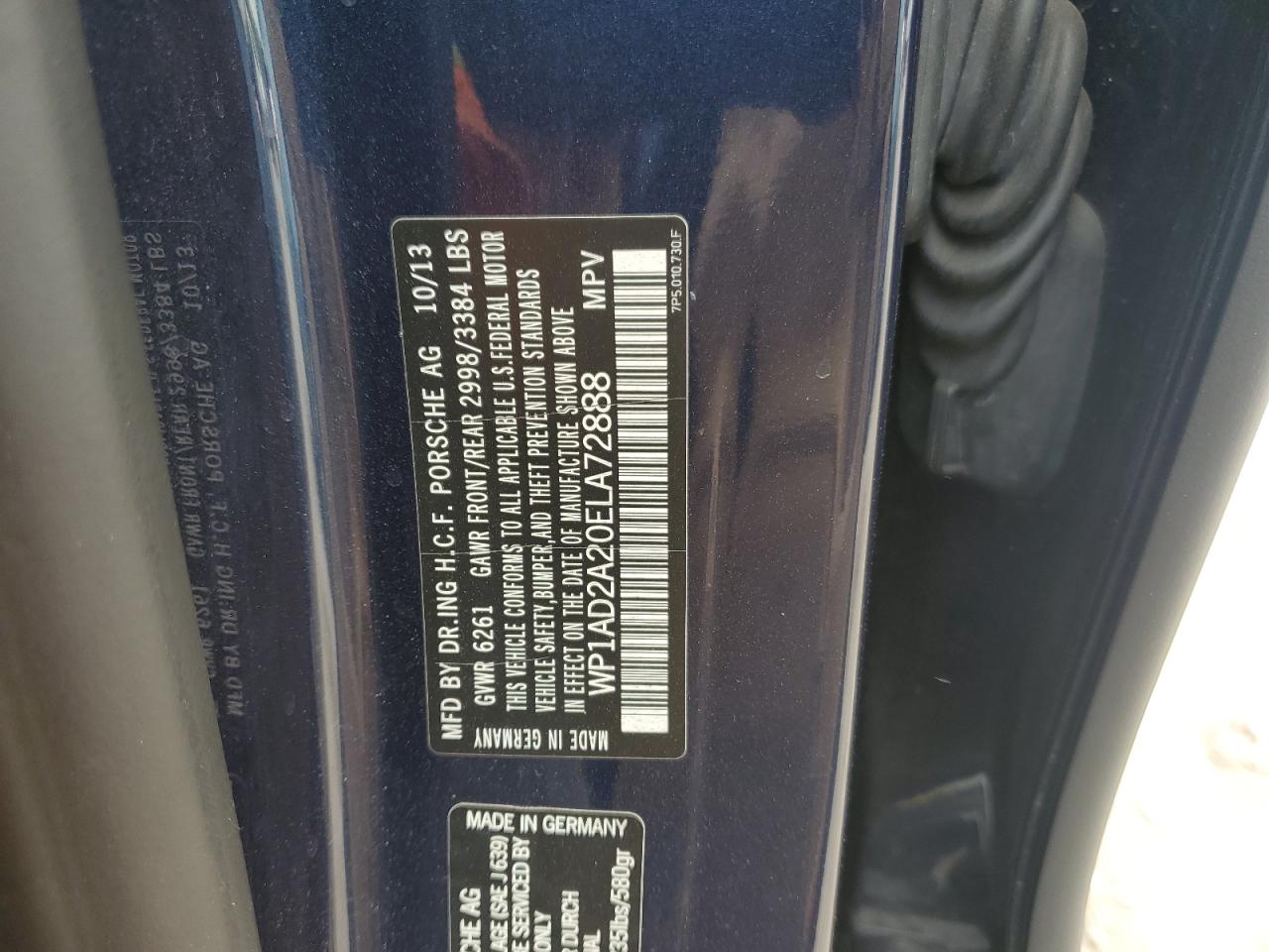 2014 Porsche Cayenne Gts VIN: WP1AD2A20ELA72888 Lot: 69849105