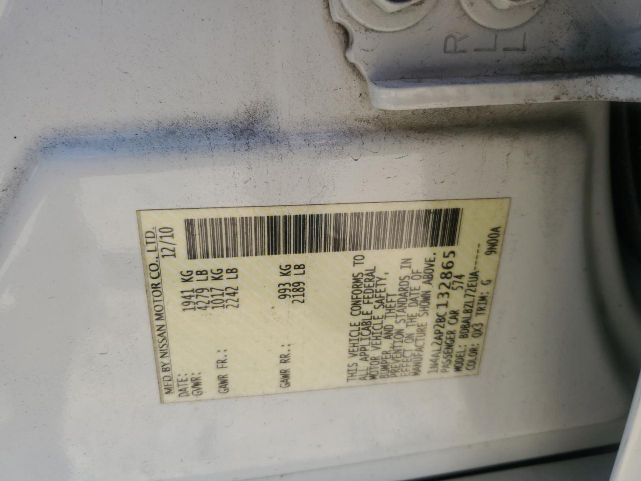 2011 Nissan Altima Base VIN: 1N4AL2AP2BC132865 Lot: 69481265