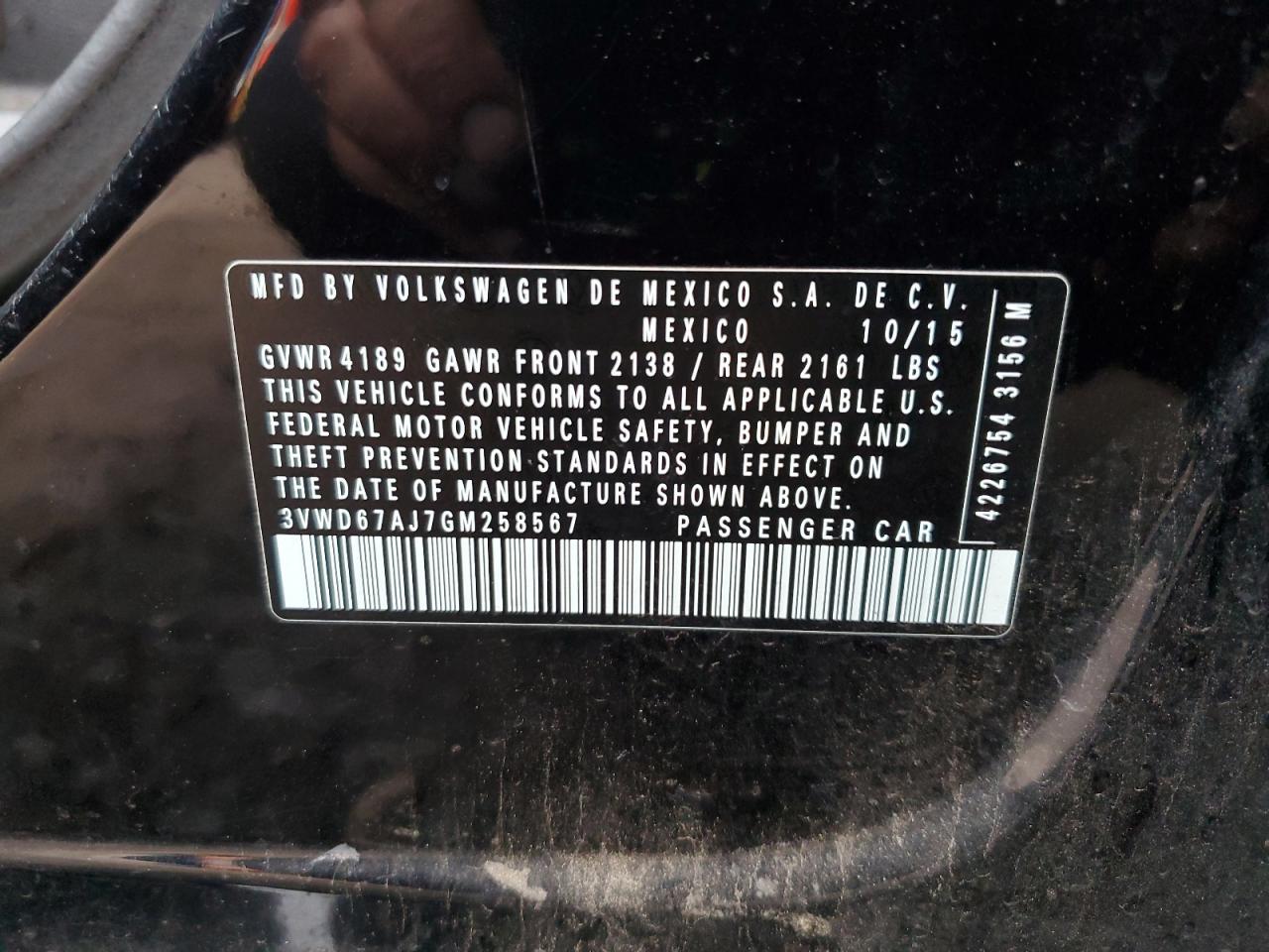 2016 Volkswagen Jetta Se VIN: 3VWD67AJ7GM258567 Lot: 70476565