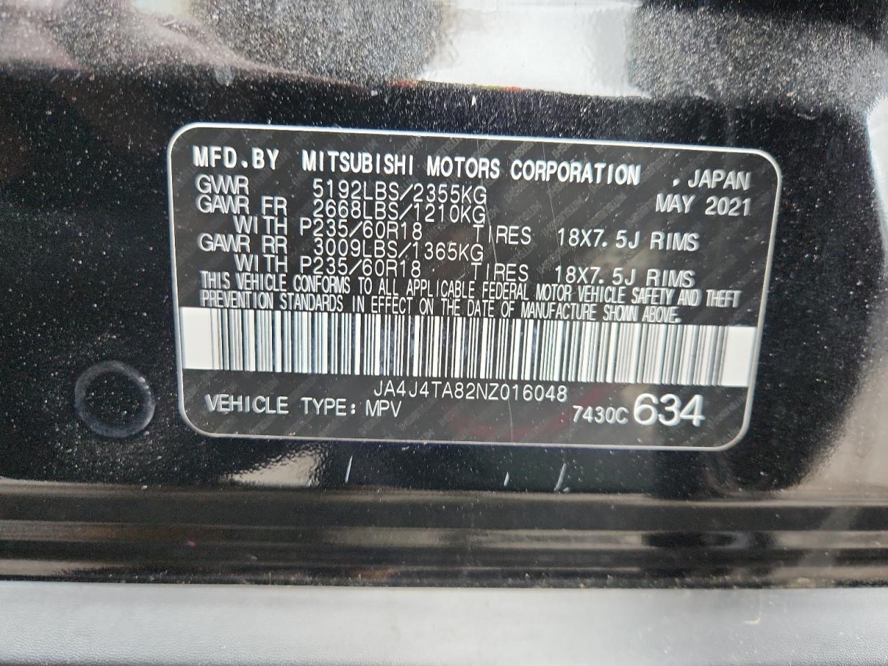 2022 Mitsubishi Outlander Es VIN: JA4J4TA82NZ016048 Lot: 69680805
