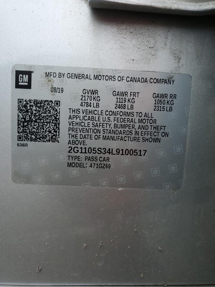 2020 Chevrolet Impala Premier VIN: 2G1105S34L9100517 Lot: 70155565