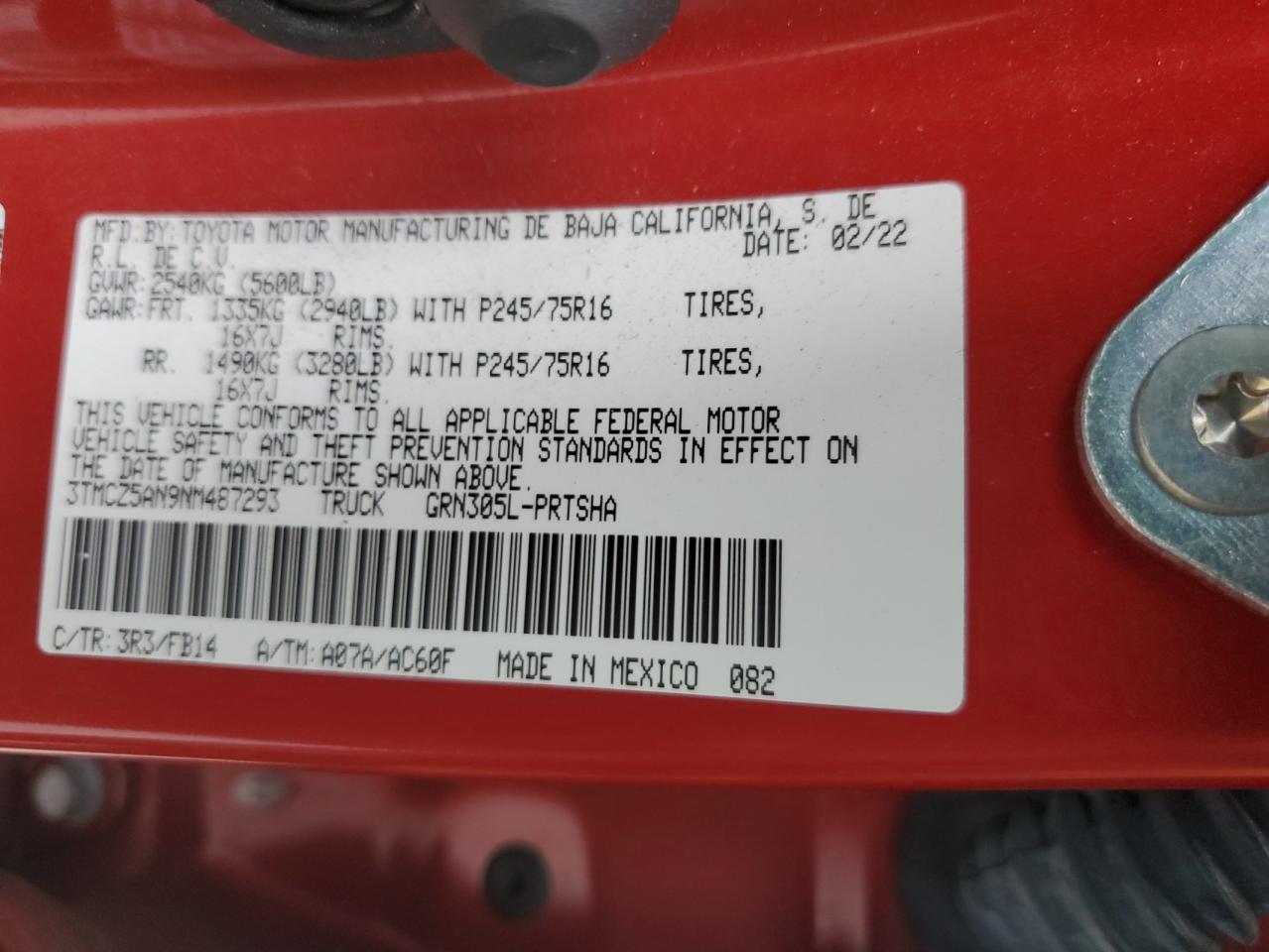 2022 Toyota Tacoma Double Cab VIN: 3TMCZ5AN9NM487293 Lot: 70527645