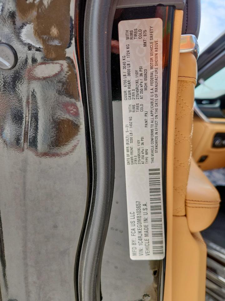 2021 Jeep Grand Cherokee L Summit VIN: 1C4RJKEG0M8103657 Lot: 70553005