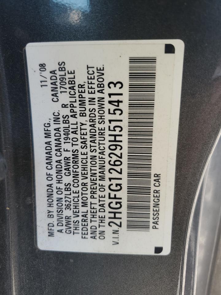 2009 Honda Civic Lx VIN: 2HGFG12629H515413 Lot: 70410025