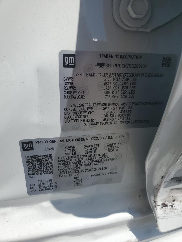 2025 GMC Sierra K1500 Elevation VIN: 3GTPUCEK7SG269108 Lot: 70839095