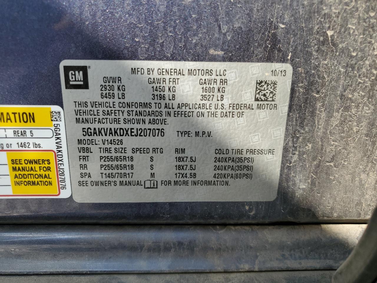 2014 Buick Enclave VIN: 5GAKVAKDXEJ207076 Lot: 70786175