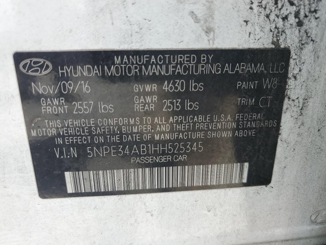 2017 Hyundai Sonata Sport VIN: 5NPE34AB1HH525345 Lot: 67344365