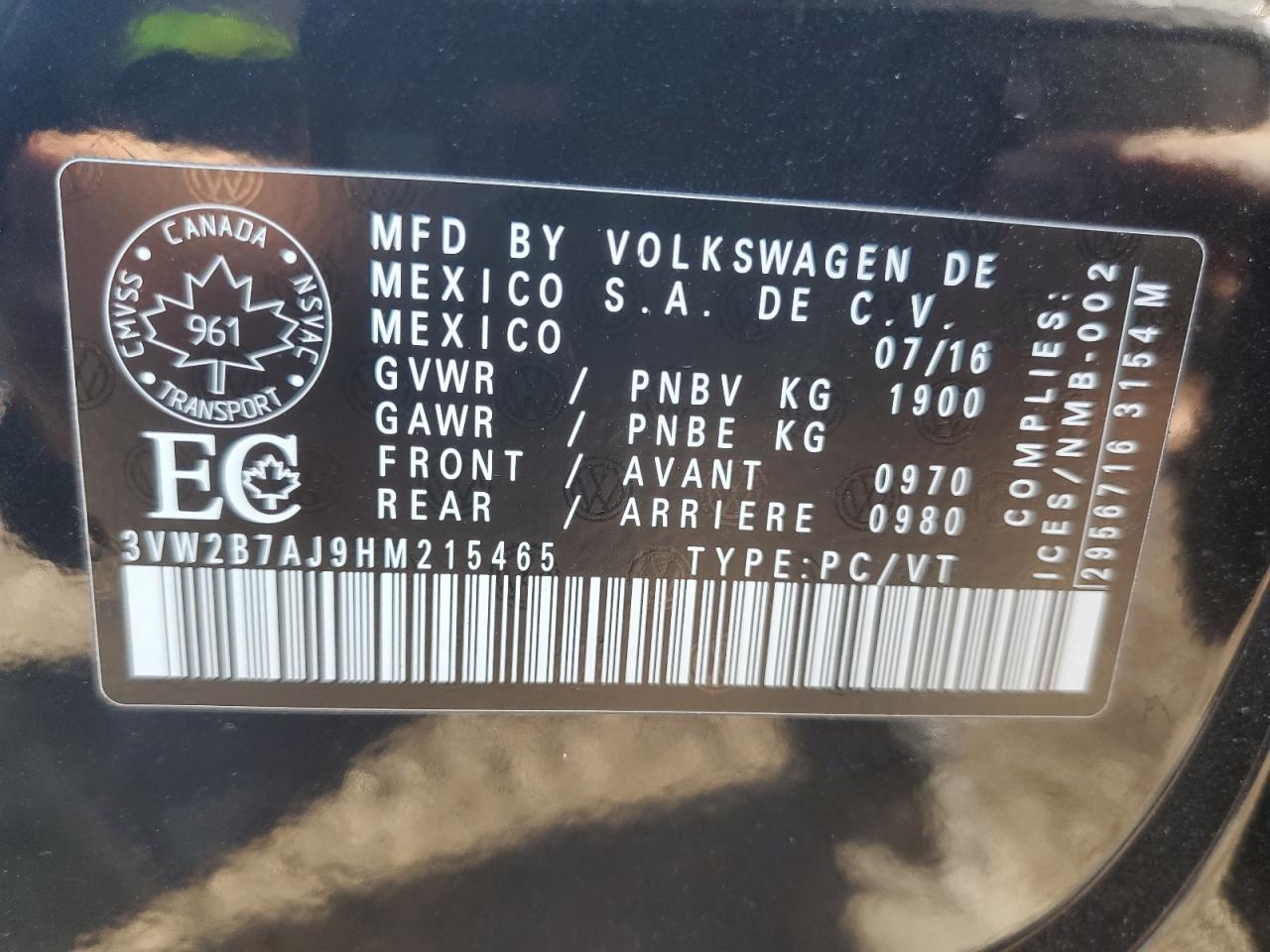 2017 Volkswagen Jetta S VIN: 3VW2B7AJ9HM215465 Lot: 68273845