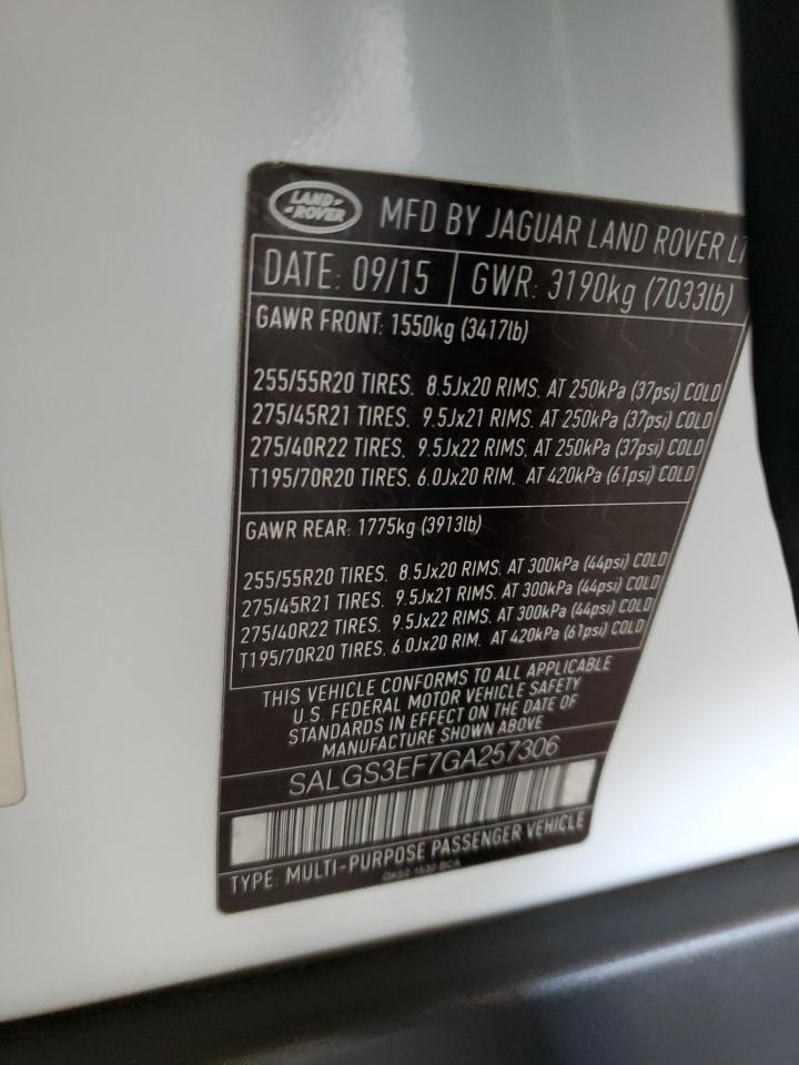 SALGS3EF7GA257306 2016 Land Rover Range Rover Supercharged