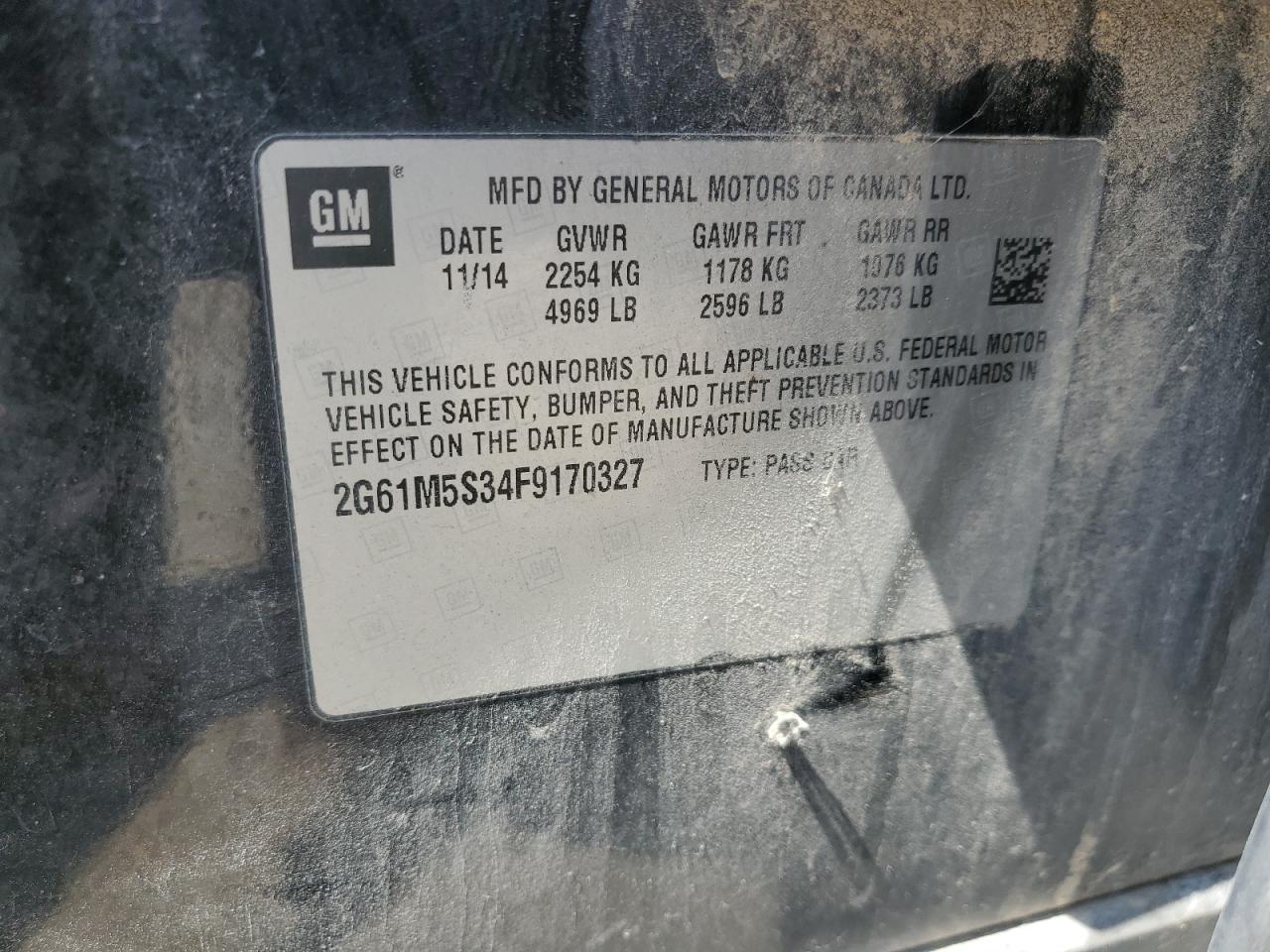 2015 Cadillac Xts Luxury Collection VIN: 2G61M5S34F9170327 Lot: 67369365