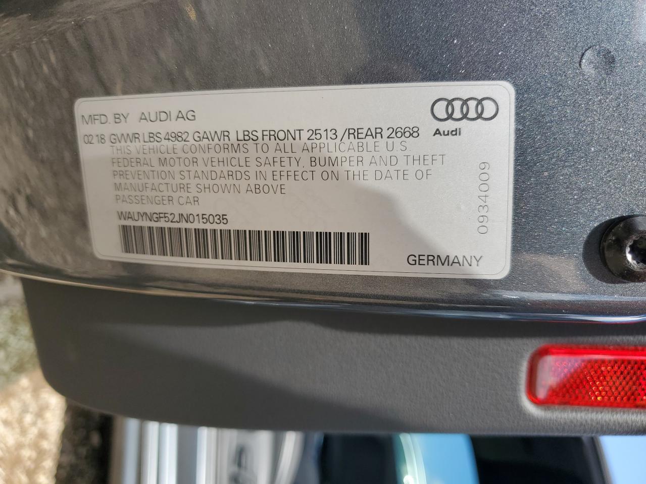 2018 Audi A5 Premium Plus VIN: WAUYNGF52JN015035 Lot: 69995075