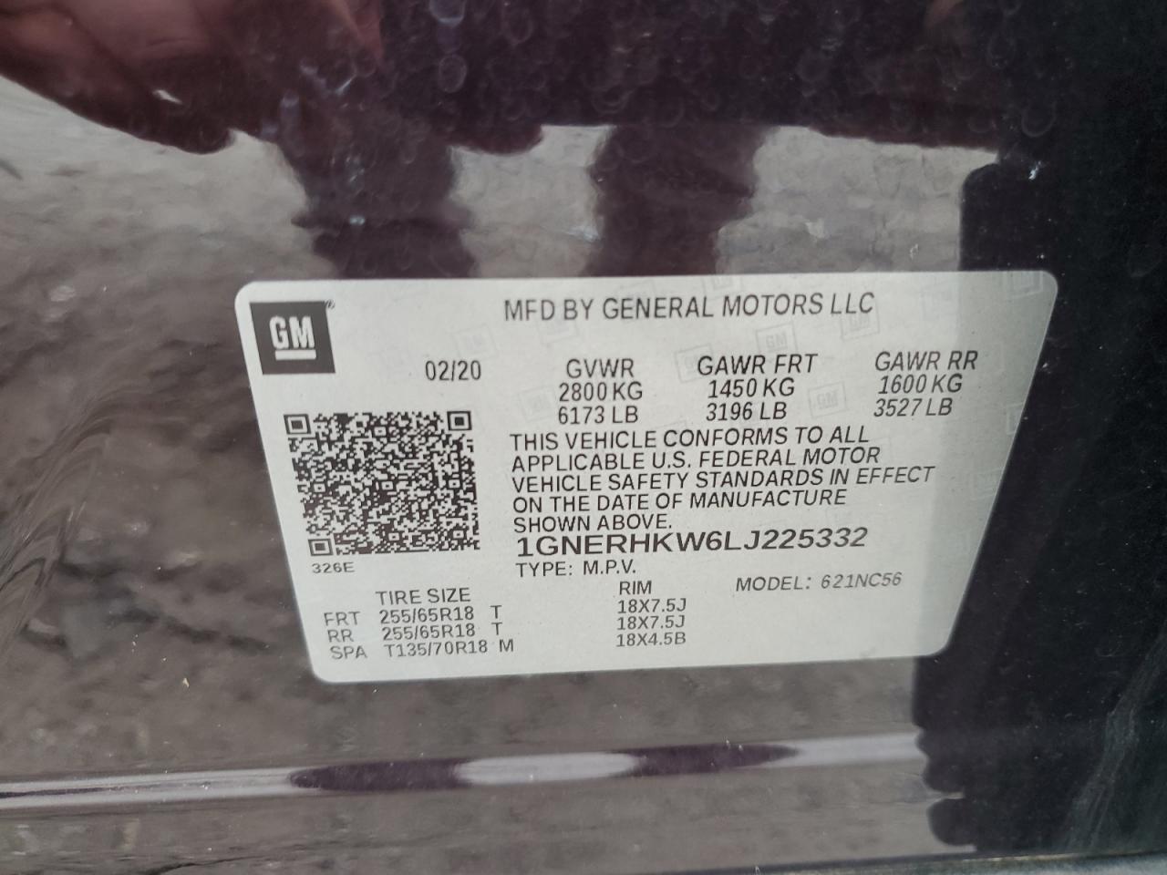 2020 Chevrolet Traverse Lt VIN: 1GNERHKW6LJ225332 Lot: 68431115