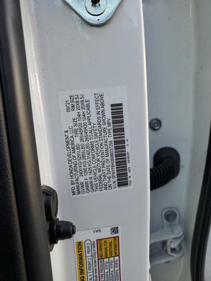 2021 Honda Passport Elite VIN: 5FNYF8H08MB037258 Lot: 70494095