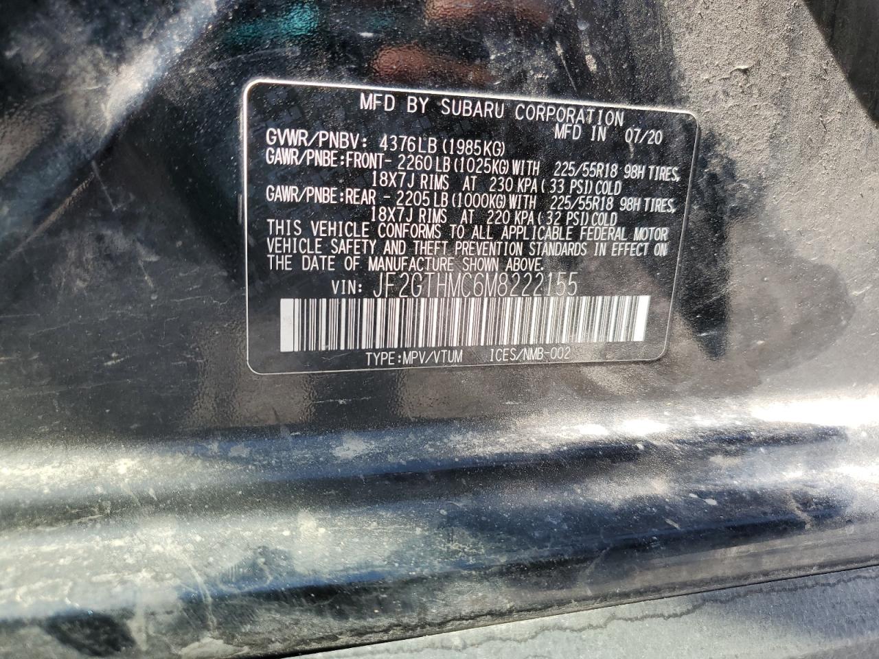 2021 Subaru Crosstrek Limited VIN: JF2GTHMC6M8222155 Lot: 68341555