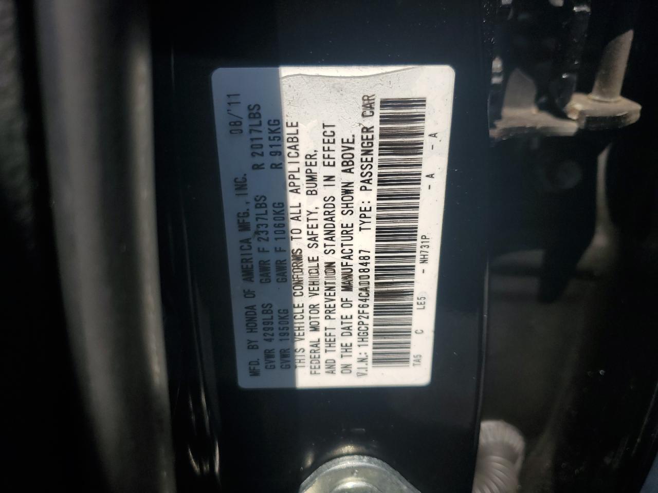 2012 Honda Accord Se VIN: 1HGCP2F64CA008487 Lot: 66722445