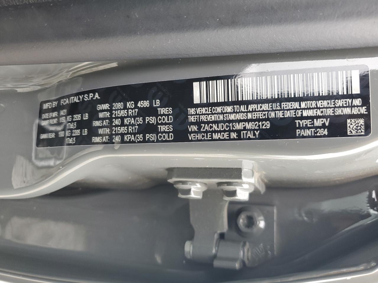 2021 Jeep Renegade Trailhawk VIN: ZACNJDC13MPM92129 Lot: 67817185