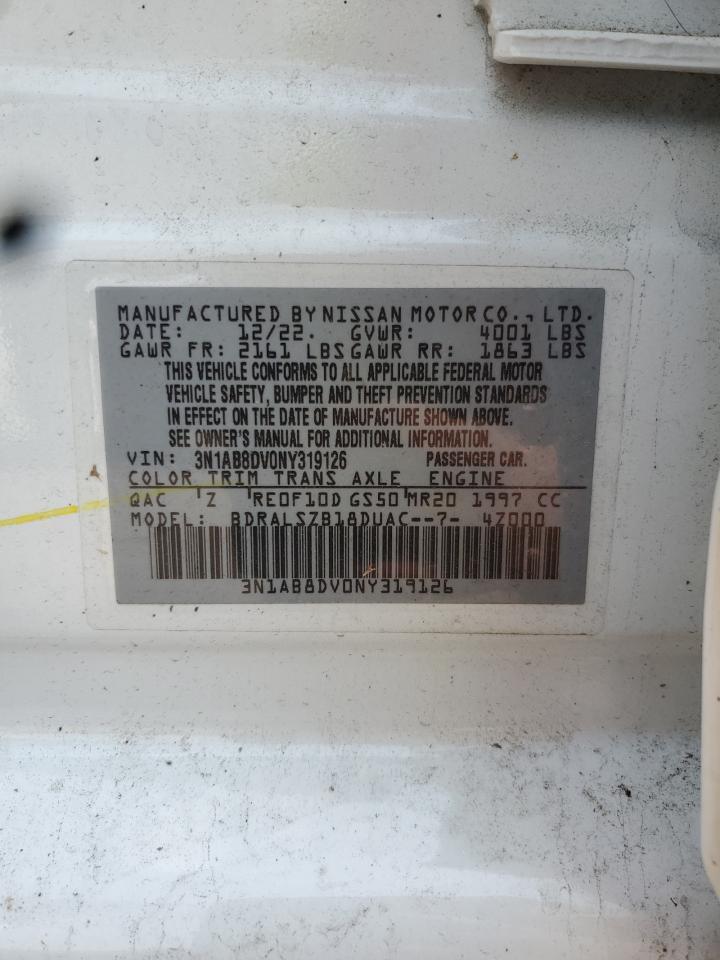2022 Nissan Sentra Sr VIN: 3N1AB8DV0NY319126 Lot: 67259275