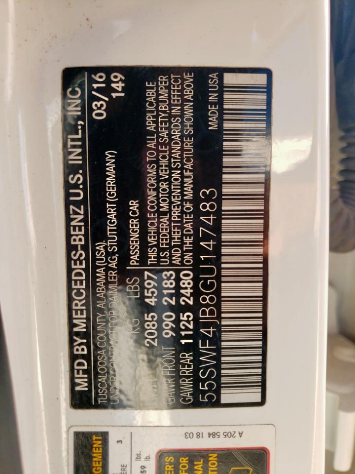 2016 Mercedes-Benz C 300 VIN: 55SWF4JB8GU147483 Lot: 68848815