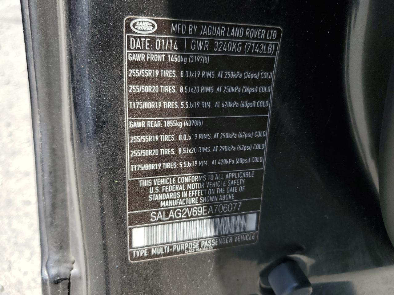2014 Land Rover Lr4 Hse VIN: SALAG2V69EA706077 Lot: 69560445