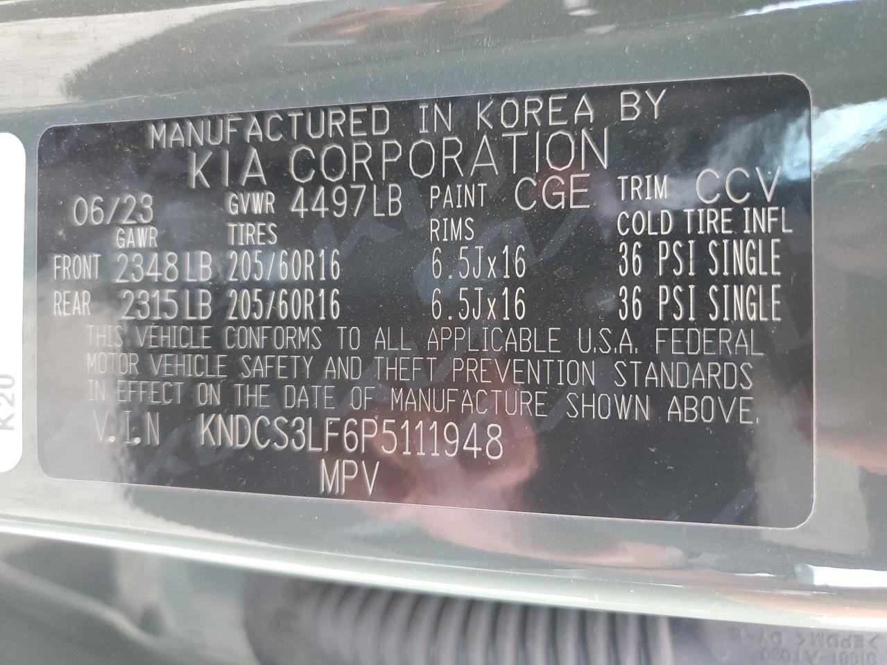 2023 Kia Niro Ex VIN: KNDCS3LF6P5111948 Lot: 70322685