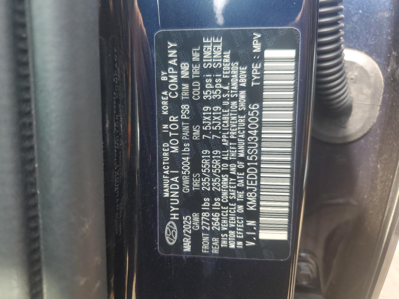 2025 Hyundai Tucson Limited VIN: KM8JEDD15SU340056 Lot: 67381035