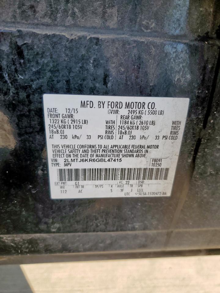 2016 Lincoln Mkx Select VIN: 2LMTJ6KR6GBL47415 Lot: 70335875