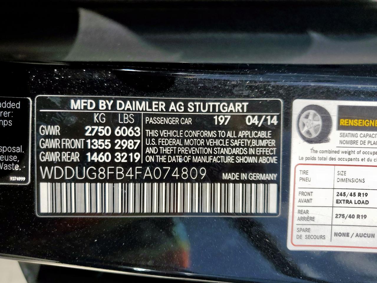 2015 Mercedes-Benz S 550 4Matic VIN: WDDUG8FB4FA074809 Lot: 69241595