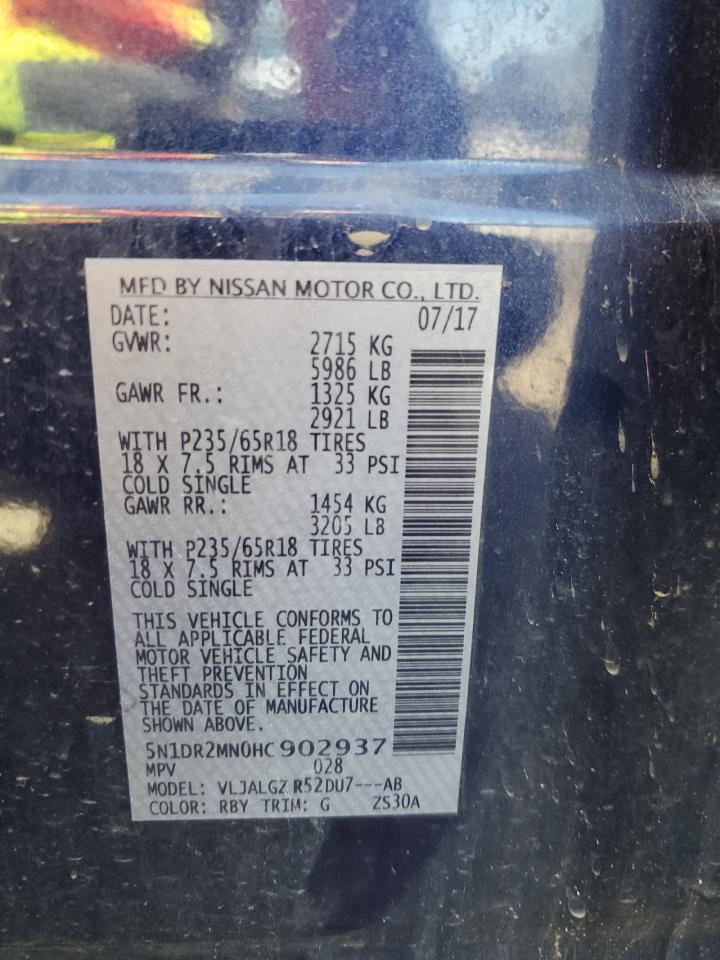 2017 Nissan Pathfinder S VIN: 5N1DR2MN0HC902937 Lot: 69436925