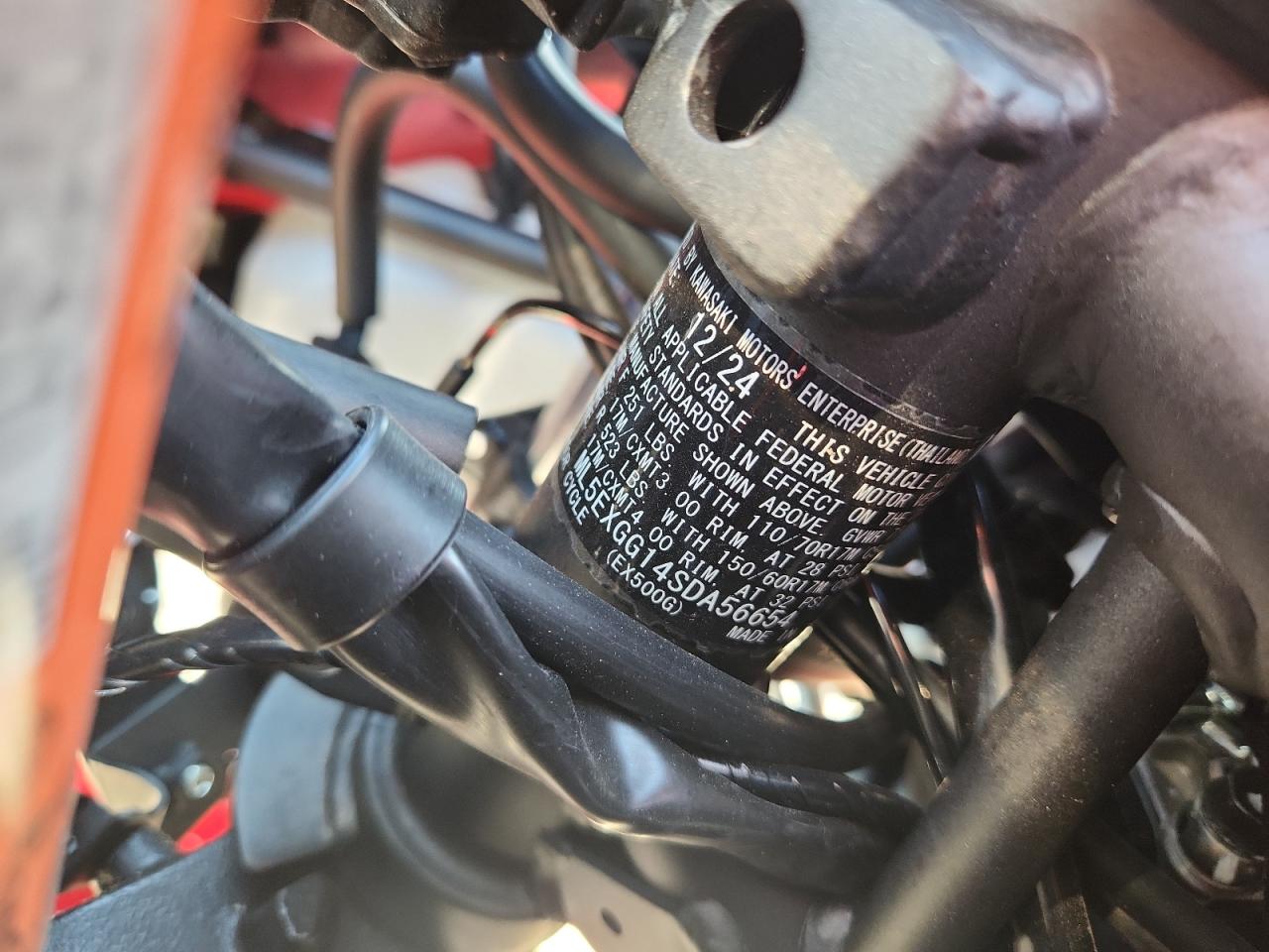 2025 Kawasaki Ex500 VIN: ML5EXGG14SDA56654 Lot: 70090655