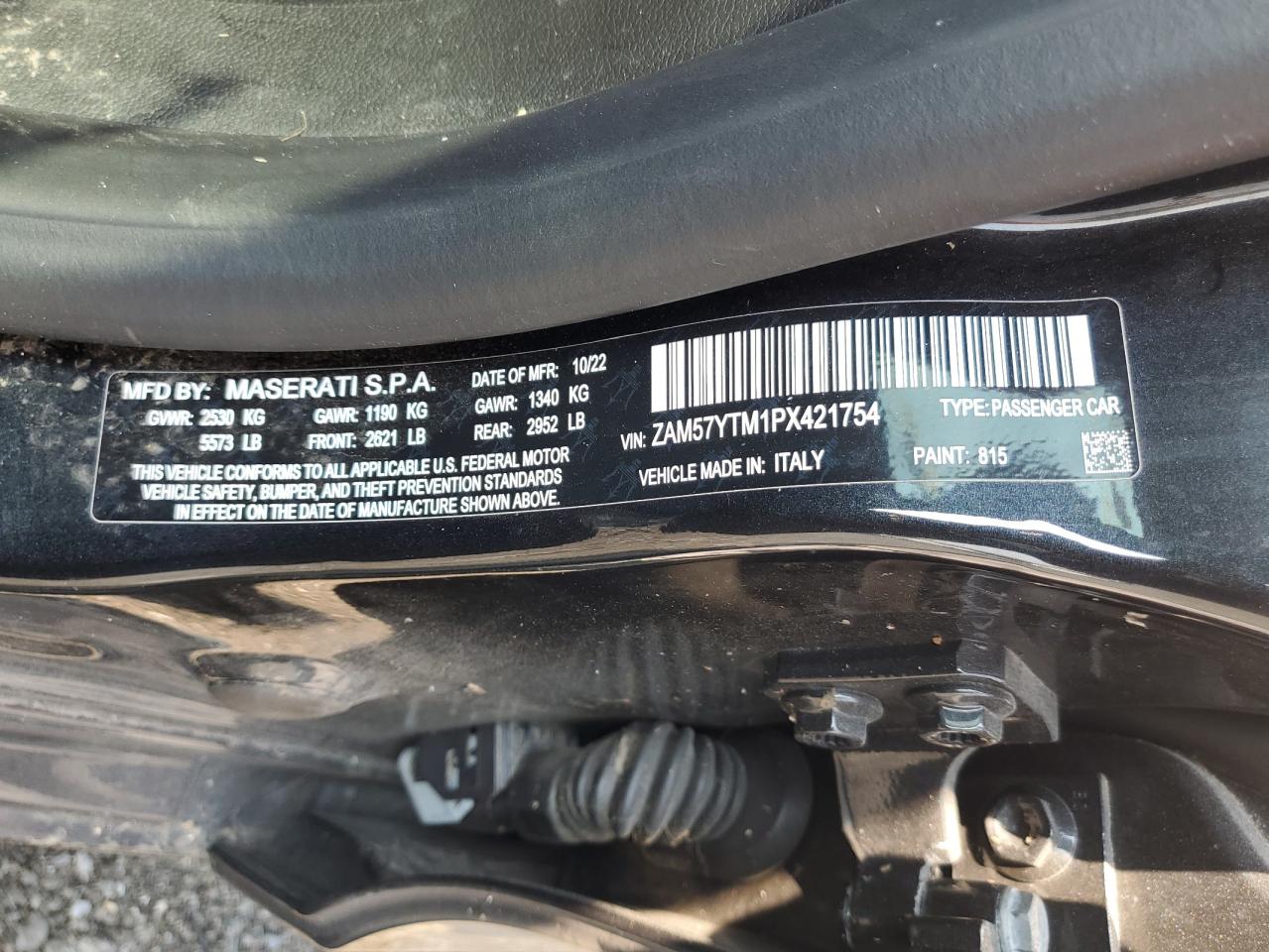 2023 Maserati Ghibli Modena VIN: ZAM57YTM1PX421754 Lot: 66815925