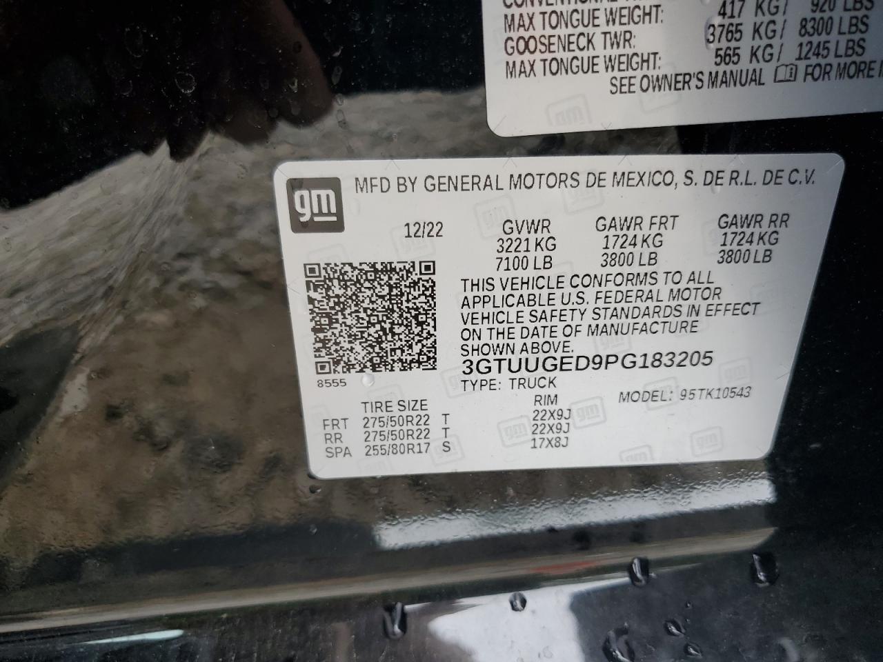 2023 GMC Sierra K1500 Denali VIN: 3GTUUGED9PG183205 Lot: 69009305