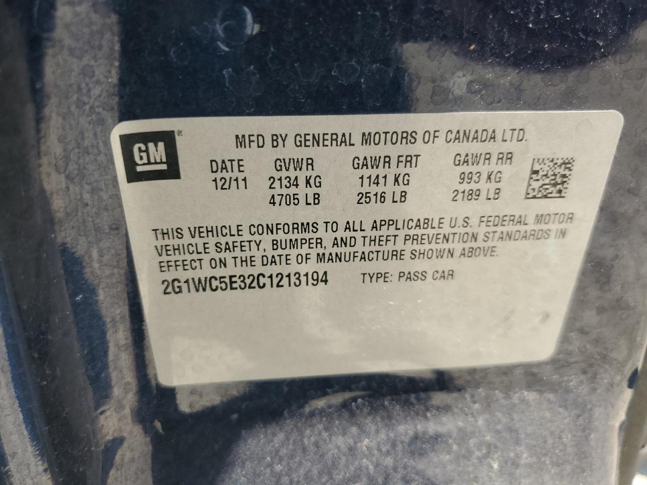 2012 Chevrolet Impala Ltz VIN: 2G1WC5E32C1213194 Lot: 67763315