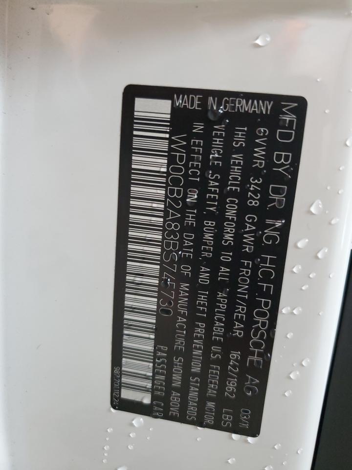 2011 Porsche Boxster S VIN: WP0CB2A83BS745730 Lot: 68343525