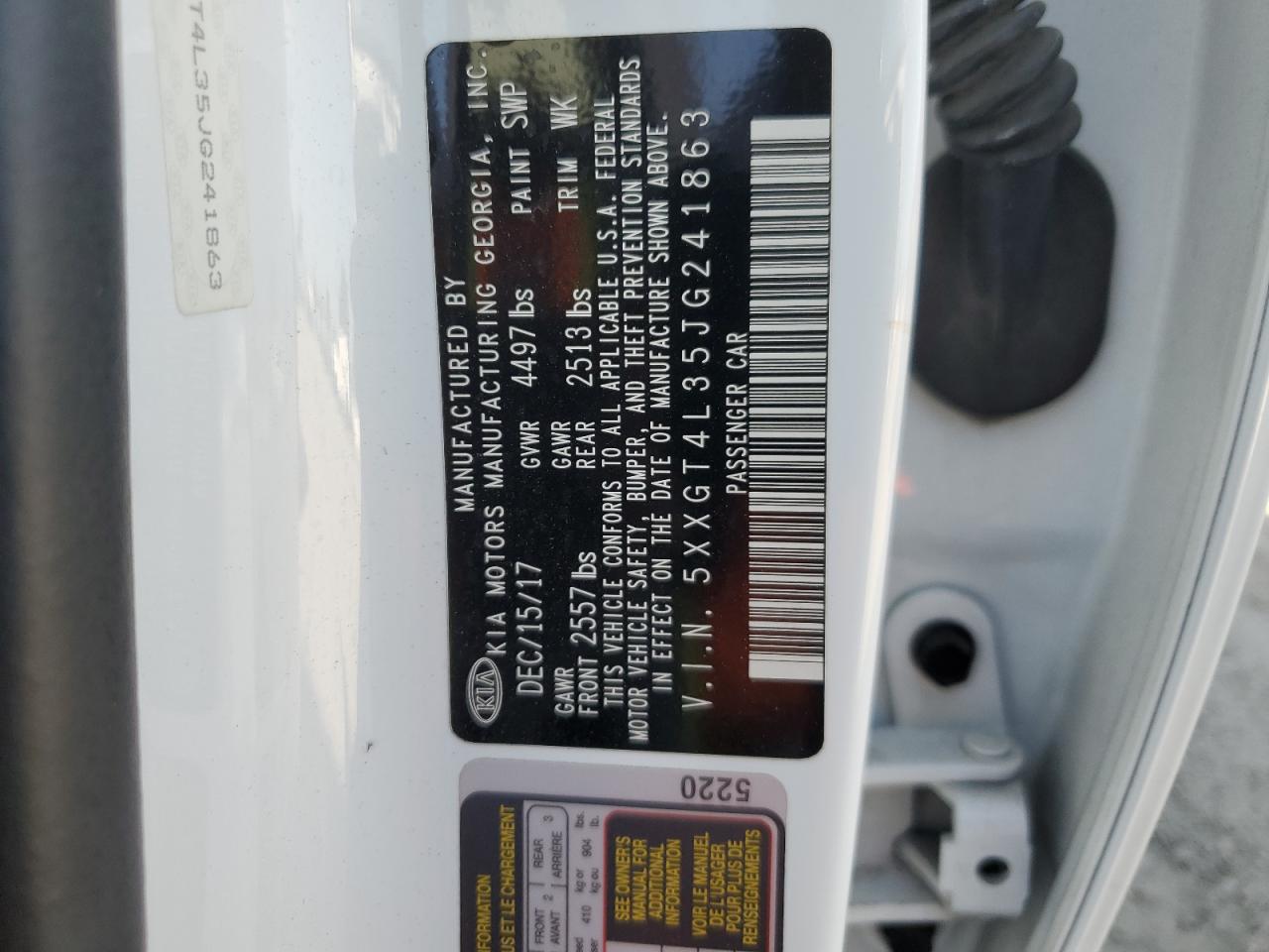 2018 Kia Optima Lx VIN: 5XXGT4L35JG241863 Lot: 69986875
