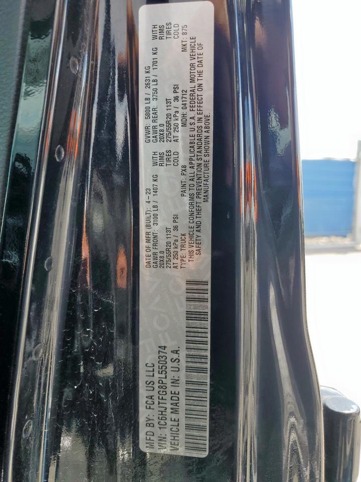2023 Jeep Gladiator Overland VIN: 1C6HJTFG8PL550374 Lot: 69065015