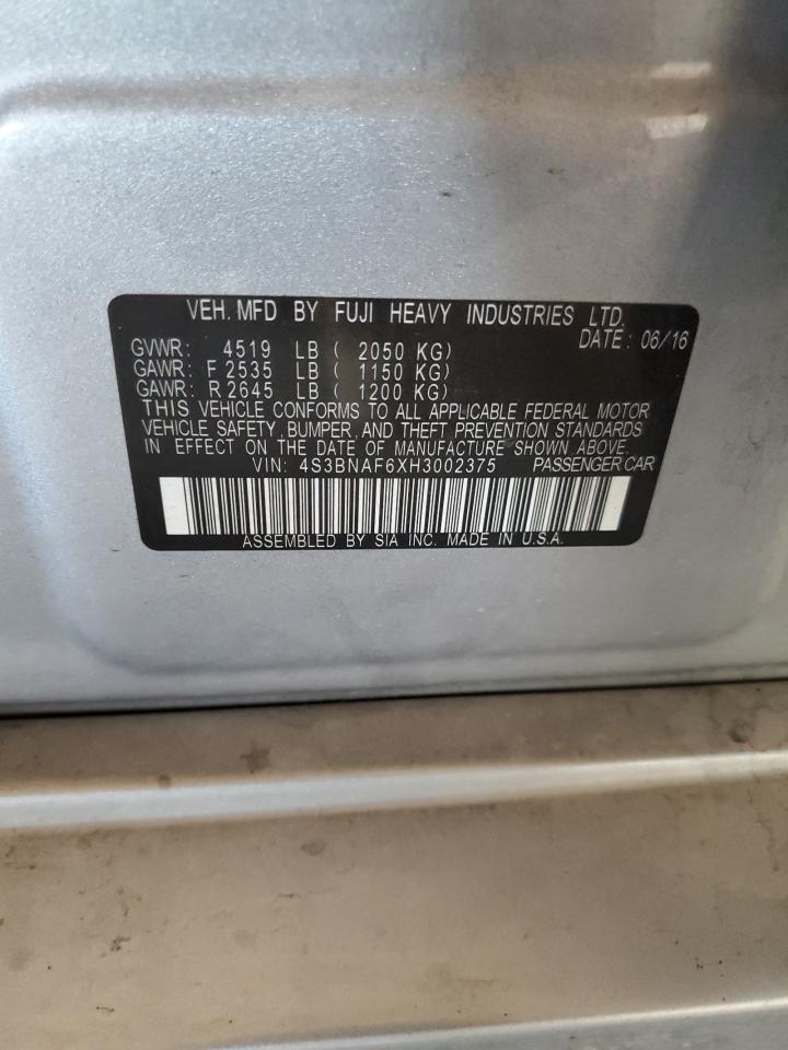 2017 Subaru Legacy 2.5I Premium VIN: 4S3BNAF6XH3002375 Lot: 71123255