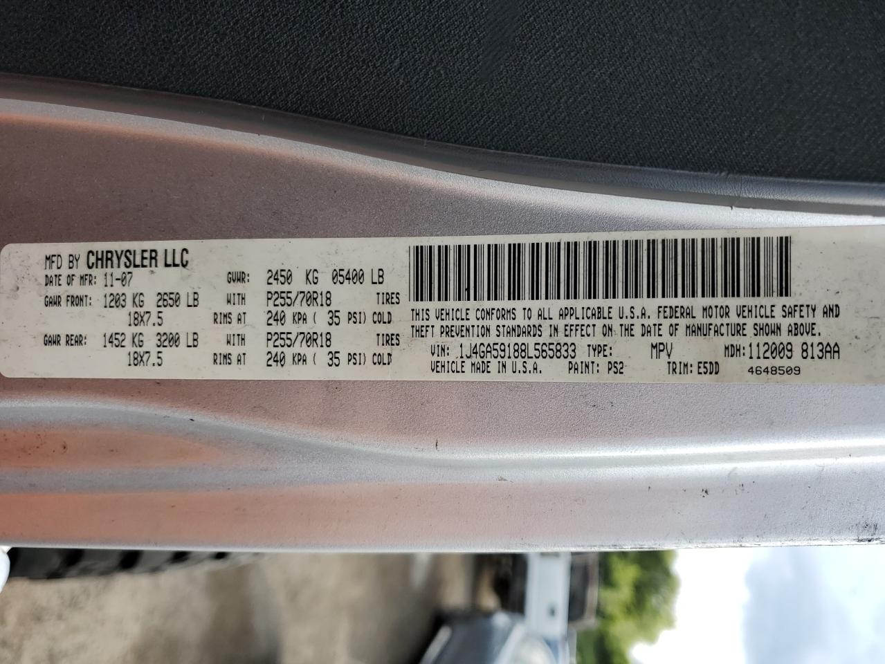 2008 Jeep Wrangler Unlimited Sahara VIN: 1J4GA59188L565833 Lot: 70581605