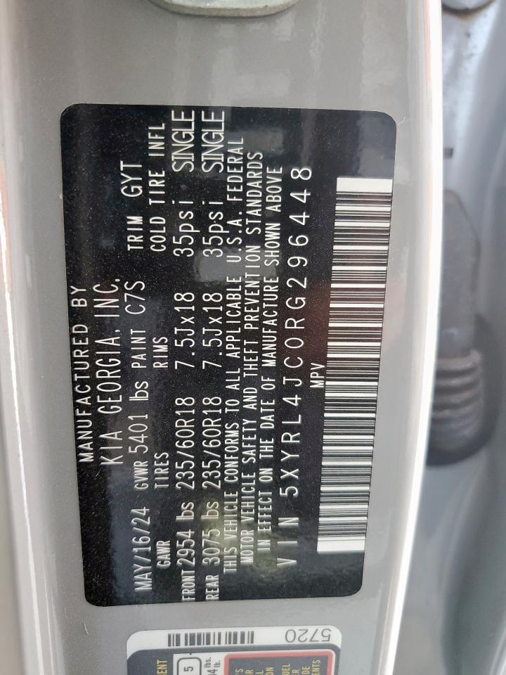 2024 Kia Sorento S VIN: 5XYRL4JC0RG296448 Lot: 70356385